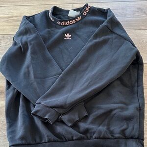 Adidas Black Crewneck Sweater with Pink Accents